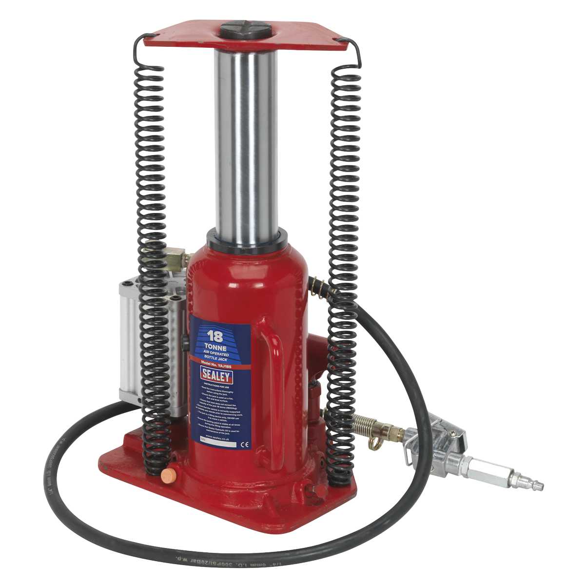 Sealey Air Operated Bottle Jack Lift With Sectional Pump Handle 18 Tonne YAJ18S