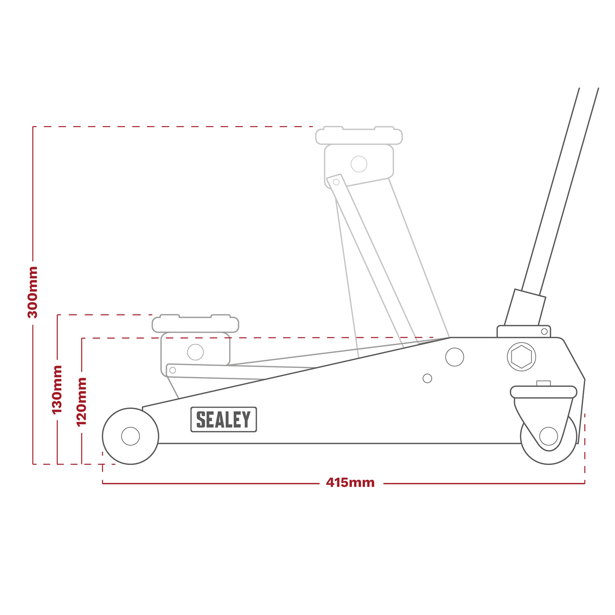 Sealey Trolley Jack 1.5 Tonne Short Chassis One-Piece Pumping Handle 1015CX
