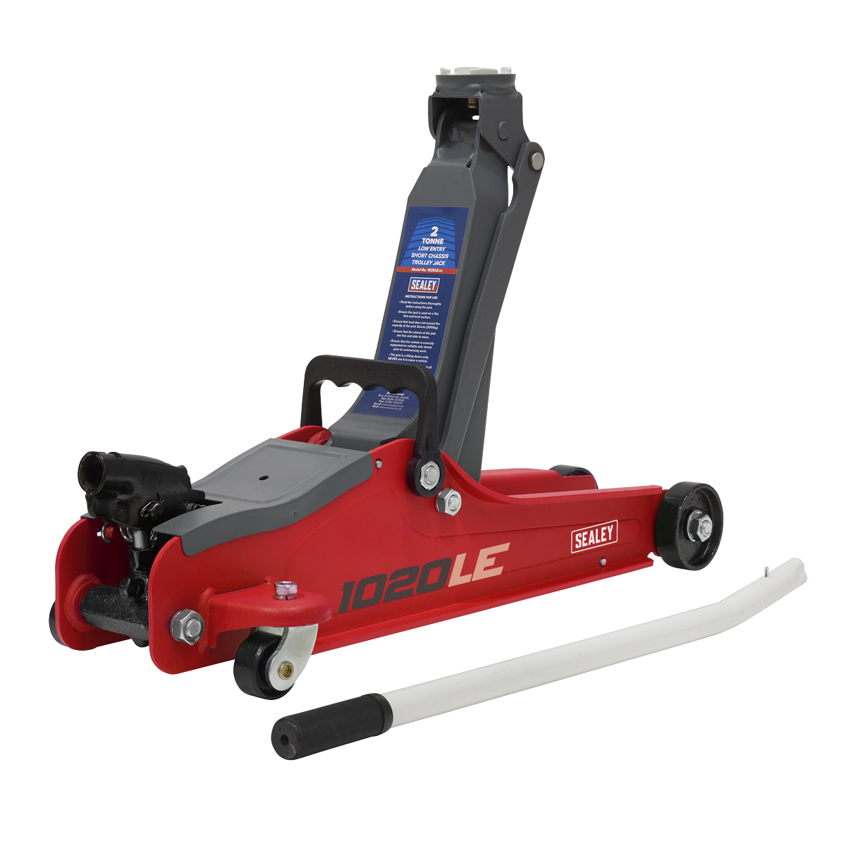 Sealey 2 Tonne Low Entry Short Chassis Trolley Jack Red Set 1020LEBAGCOMBO