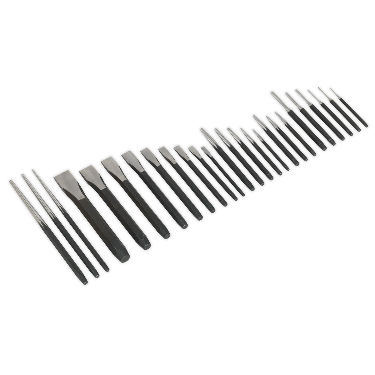 Sealey Punch & Chisel Set With Chemically Blackened Finish 26 Pieces AK9298