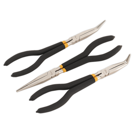 Sealey Needle Nose Pliers Set 3 Pieces 280mm Ni-Fe Finish Professional AK930