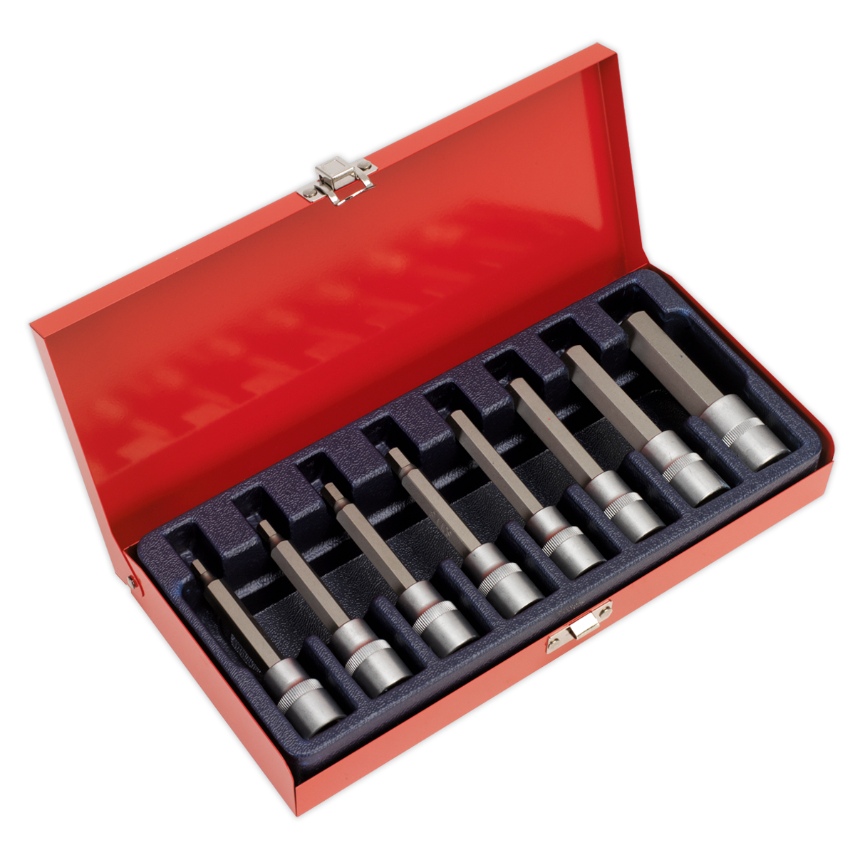 Sealey Hex Socket Bit Set Satin Finish 8 Pieces 1/2" Square Drive Metric AK9310