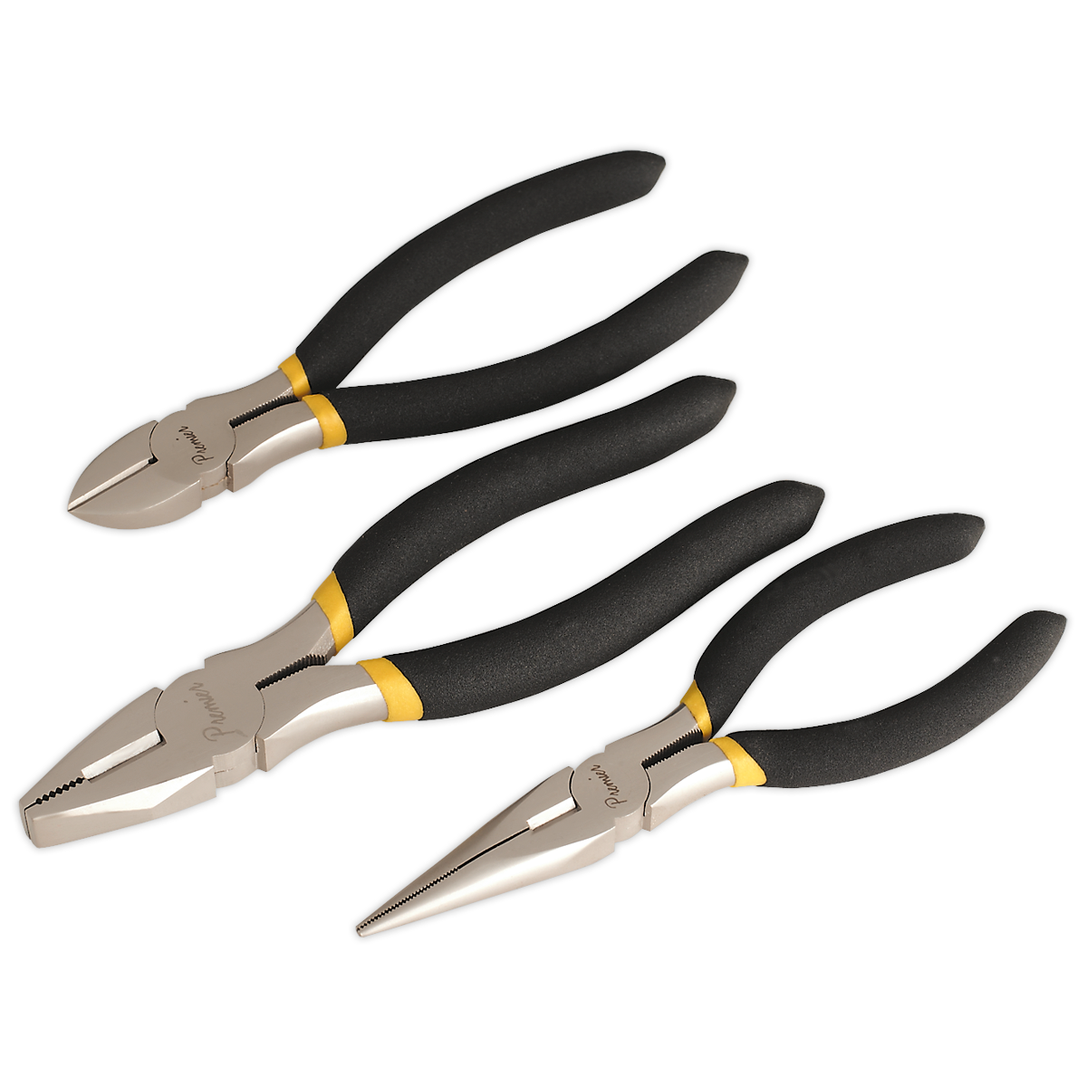 Sealey Pliers Set 3pc Ni-Fe Finish With Double Dipped Handle Insulation AK9333