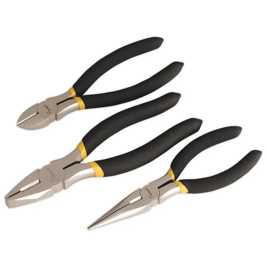 Sealey Pliers Set 3pc Ni-Fe Finish With Double Dipped Handle Insulation AK9333