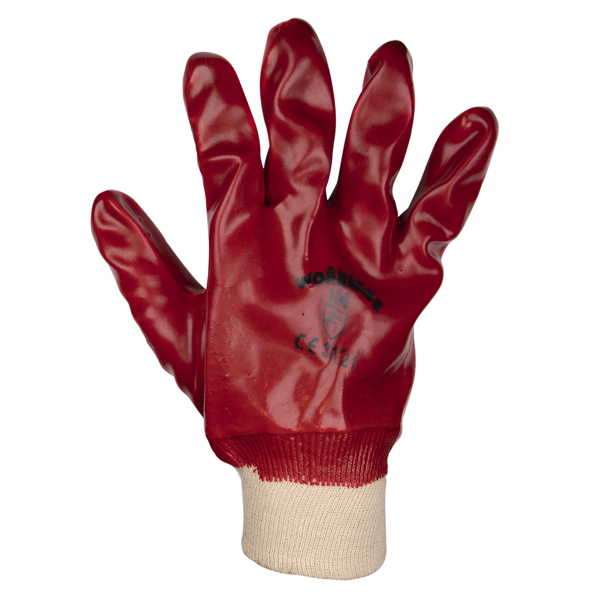 Sealey PVC Knit Wrist Gloves Large Pack Of 12 Pairs Cotton Liner 9106L/12