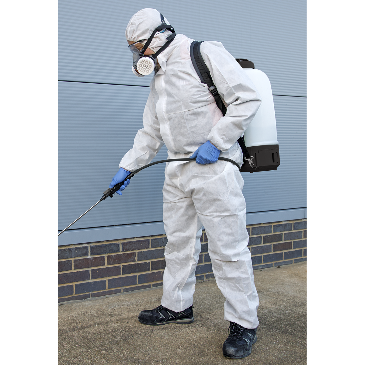 Sealey Disposable Coverall Protective Suit Elasticated Hood White XL 9601XL