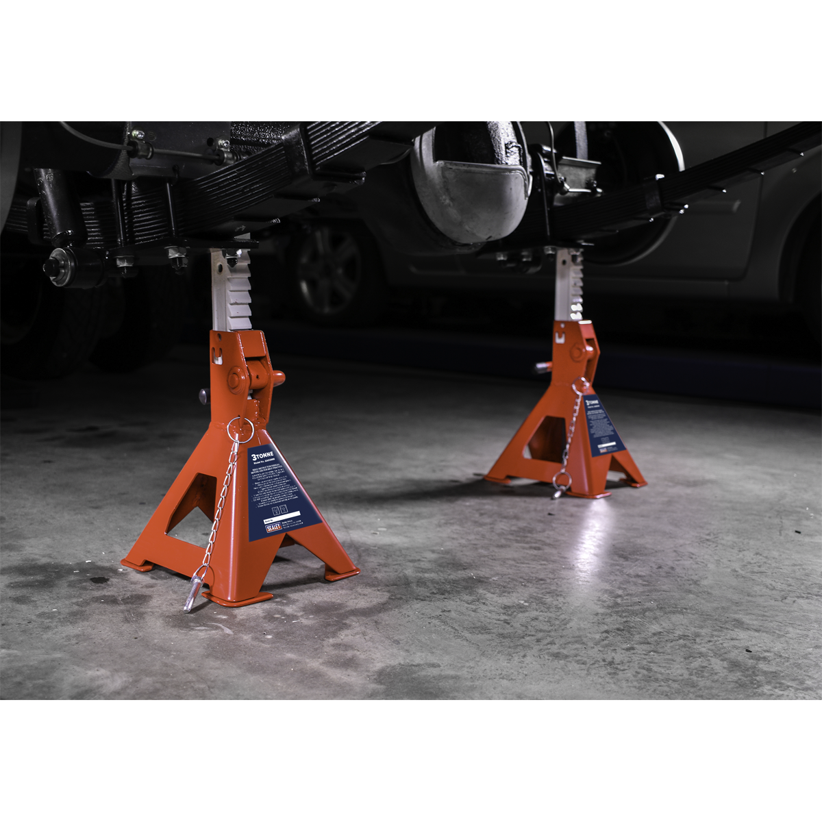 Sealey Easy Action Ratchet Axle Stands 3 Tonne Capacity/Stand - Pair AAS3000