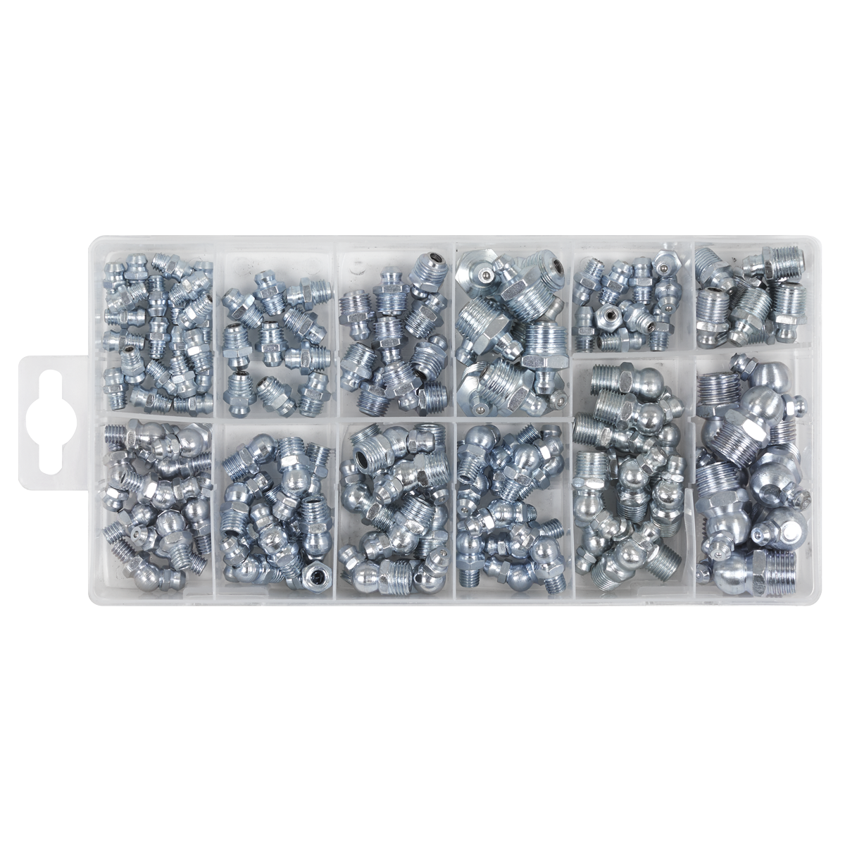 Sealey Grease Nipple Assortment Metric BSP & UNF 130 Piece Silver AB009GN