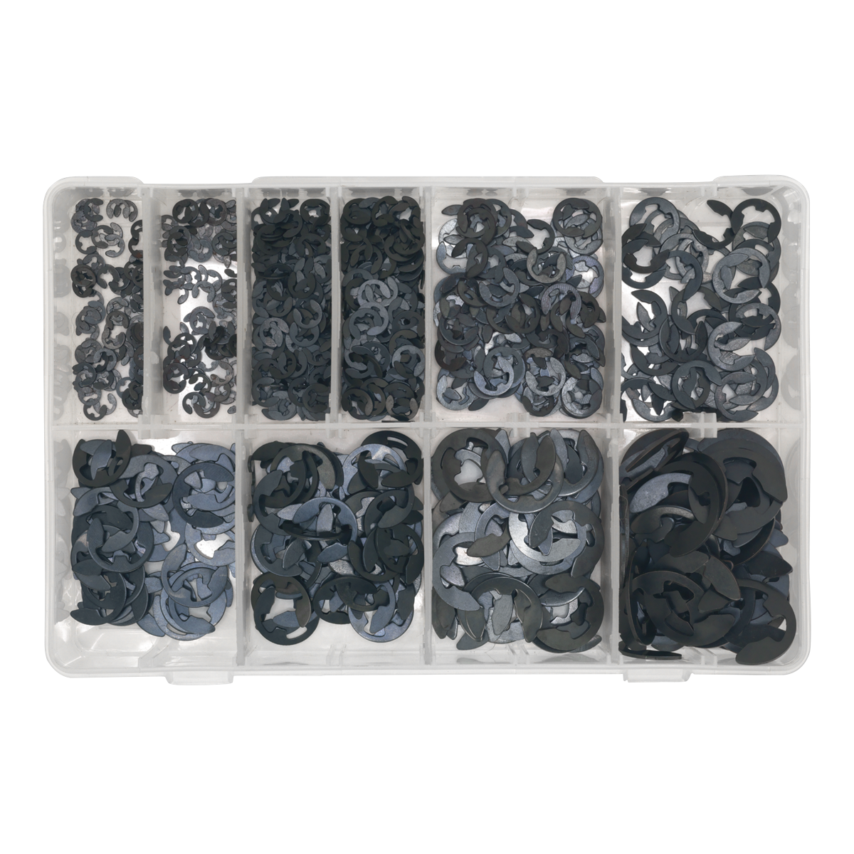 Sealey E-Clip Retainer Assortment With Storage Box 800 Pieces Imperial AB013ER