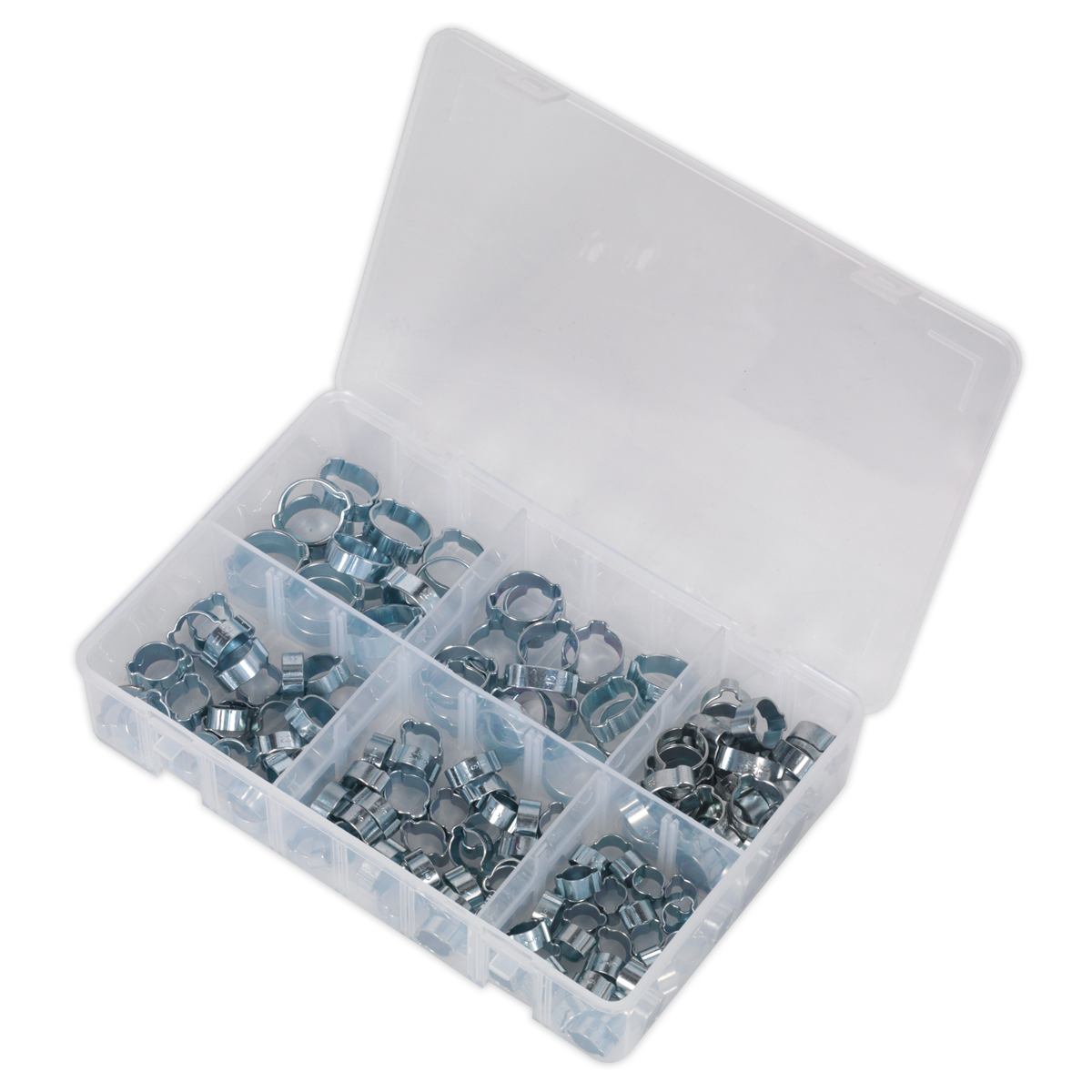 Sealey O-Clip Double Ear Assortment With Partitioned Box 140 Pieces AB044DE