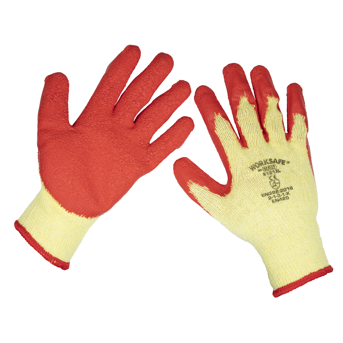 Sealey Super Grip Knitted Gloves Latex Palm Breathable Back X-Large Pair 9121XL