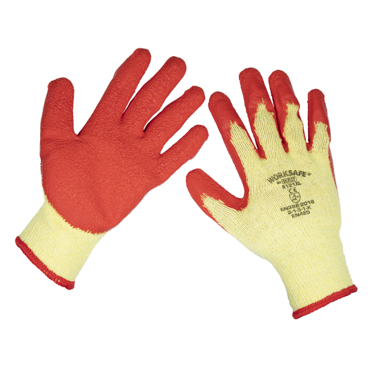 Sealey Super Grip Knitted Gloves Latex Palm Breathable Back X-Large Pair 9121XL