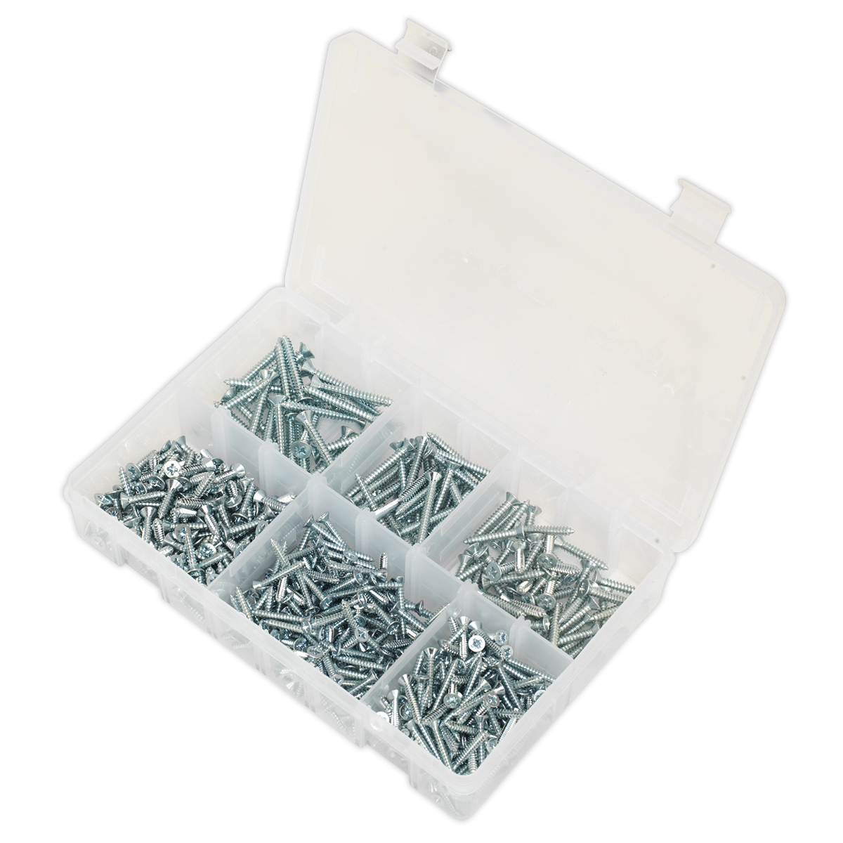 Sealey Self Tapping Screw Assorted 510 Pieces Countersunk Pozi Zinc DIN 7982