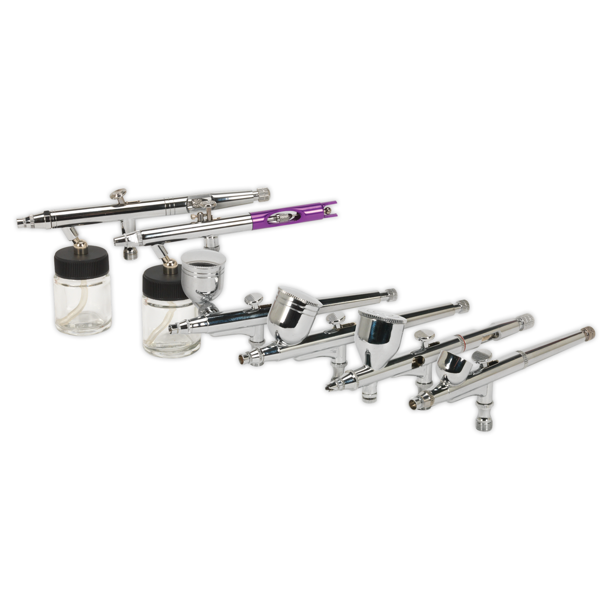 Sealey Air Brush Kit 10pc Gravity/Suction Feed With Double-Action Trigger AB936