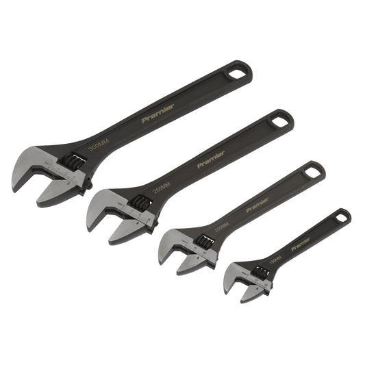 Sealey Adjustable Wrench Set 4 Pieces Polished Offset Jaws Professional AK9567