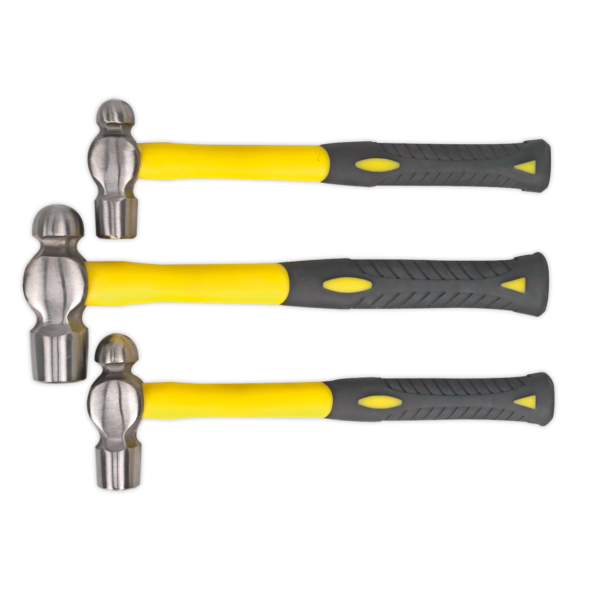 Sealey 3 Pieces Ball Pein Hammer Set With Fibreglass Shafts Professional AK2031