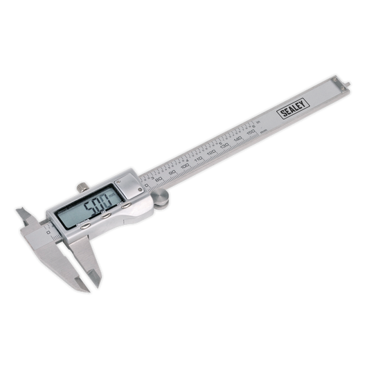 Sealey Digital Vernier Caliper 0-150mm 0-6" Stainless Steel LCD Display AK9621EV