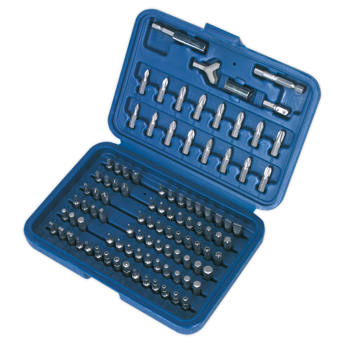 Sealey Power Tool Security Bit Set 100 Pieces Chrome Vanadium Steel AK2100