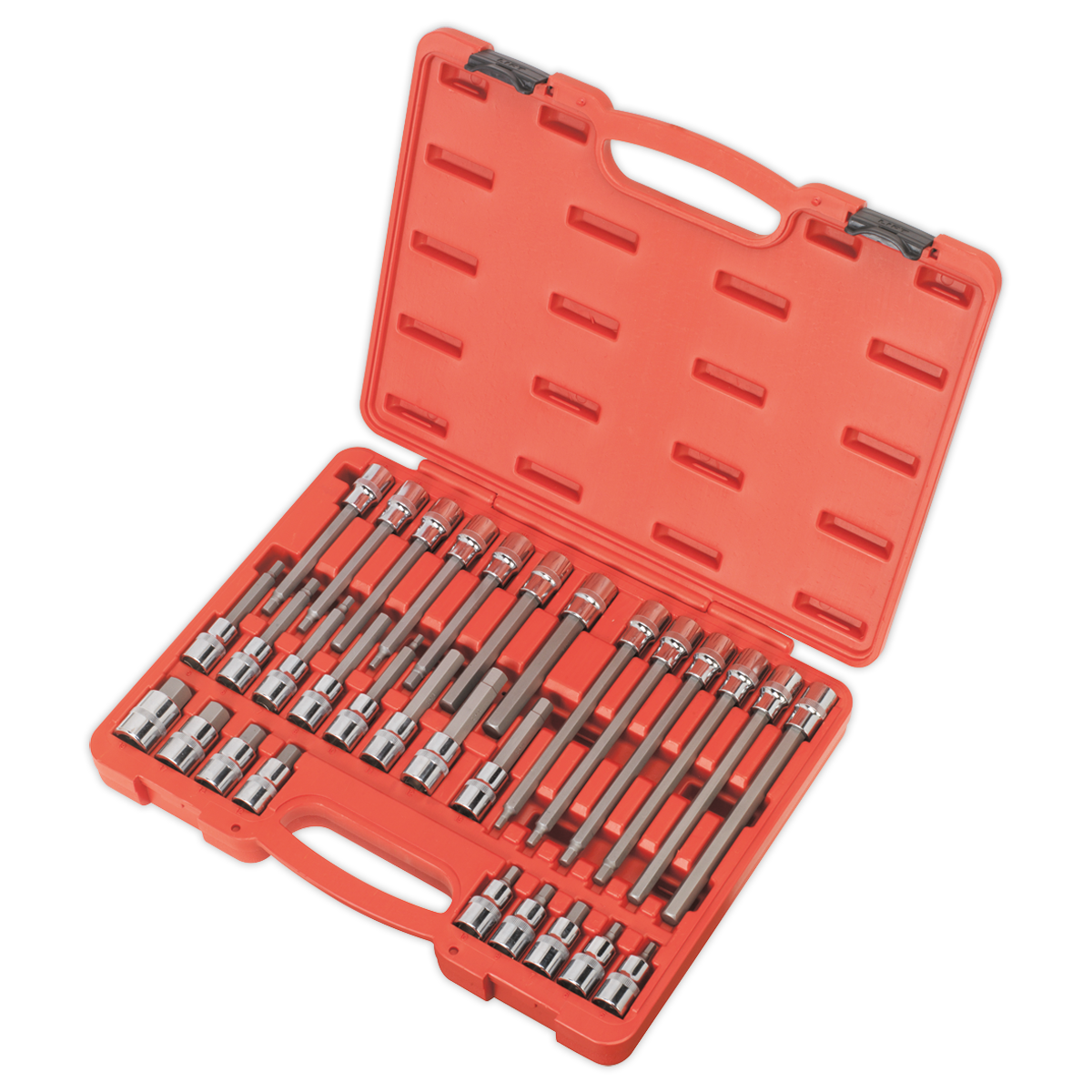 Sealey Hex Socket Bit Set 30pc 1/2" Square Drive Chrome Vanadium Steel AK2196