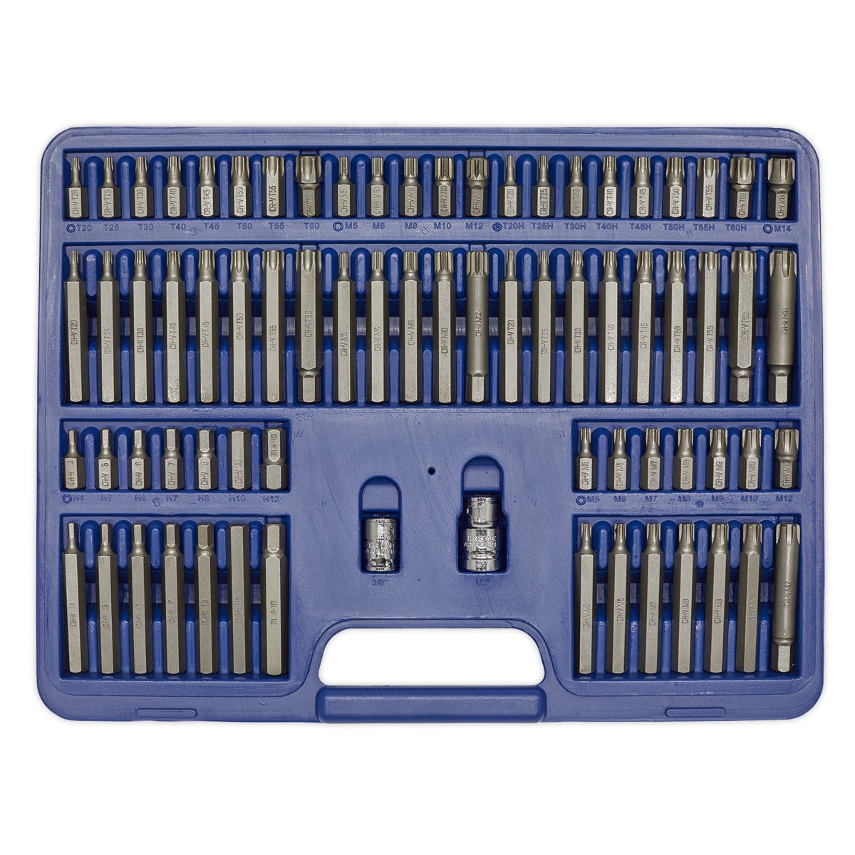Sealey Mixed 3/8" & 1/2" Square Drive Screwdriver Bit Set 74 Piece AK21974