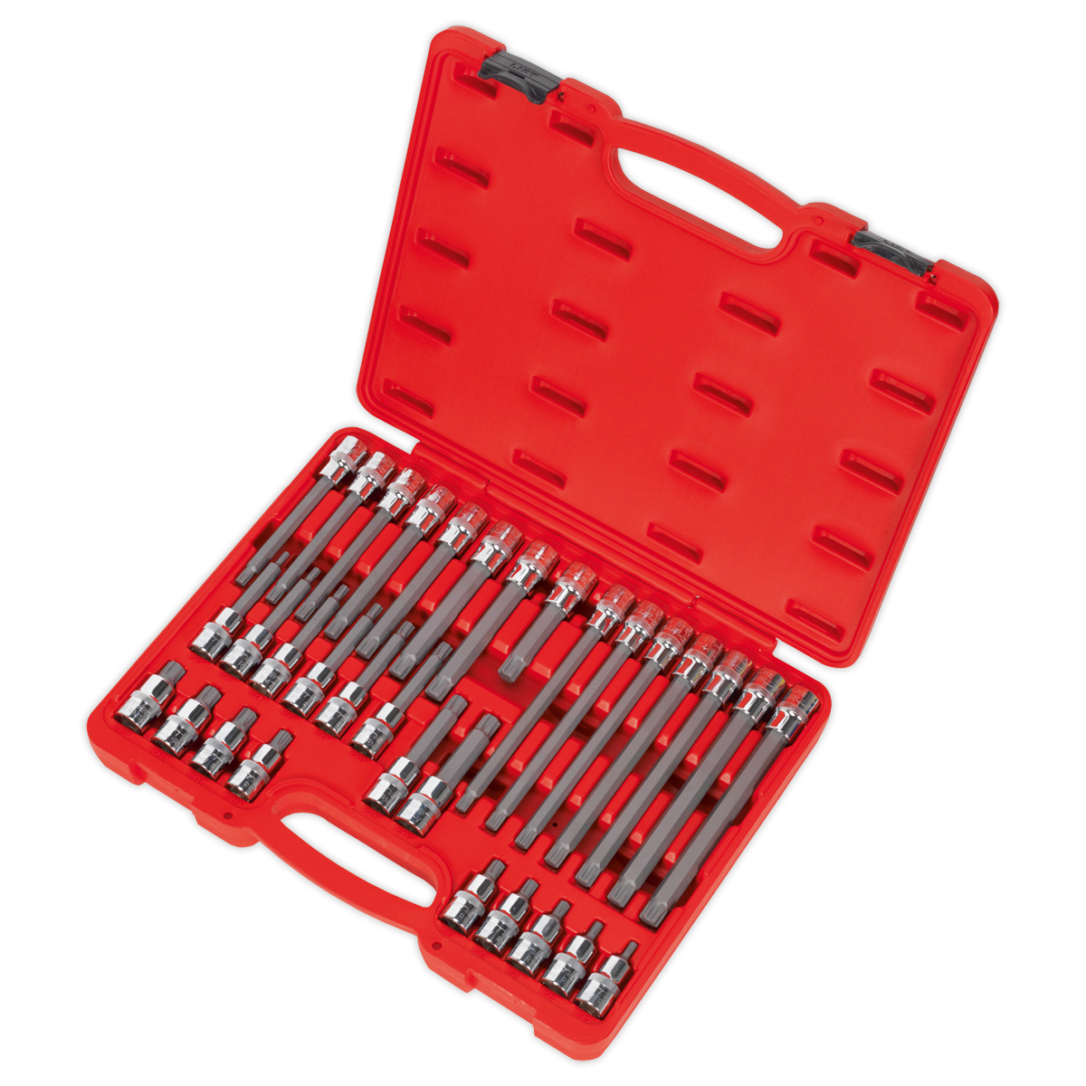 Sealey 32pc 1/2" Square Drive Ribe Socket Bit Set Chrome Vanadium Steel AK2198