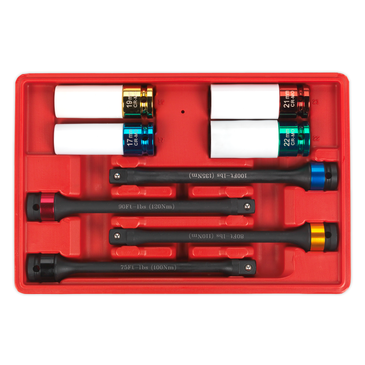 Sealey 8pc 1/2" Square Drive Torque Stick & Alloy Wheel Impact Socket Set AK2243