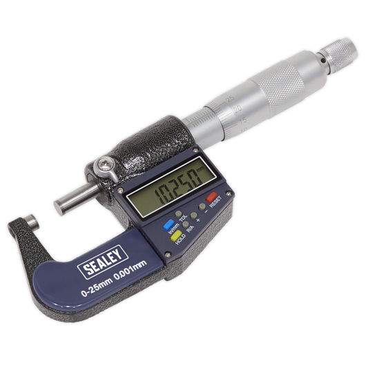 Sealey Digital External Micrometer 0mm - 25mm 0" - 1" Auto Power Off AK9635D