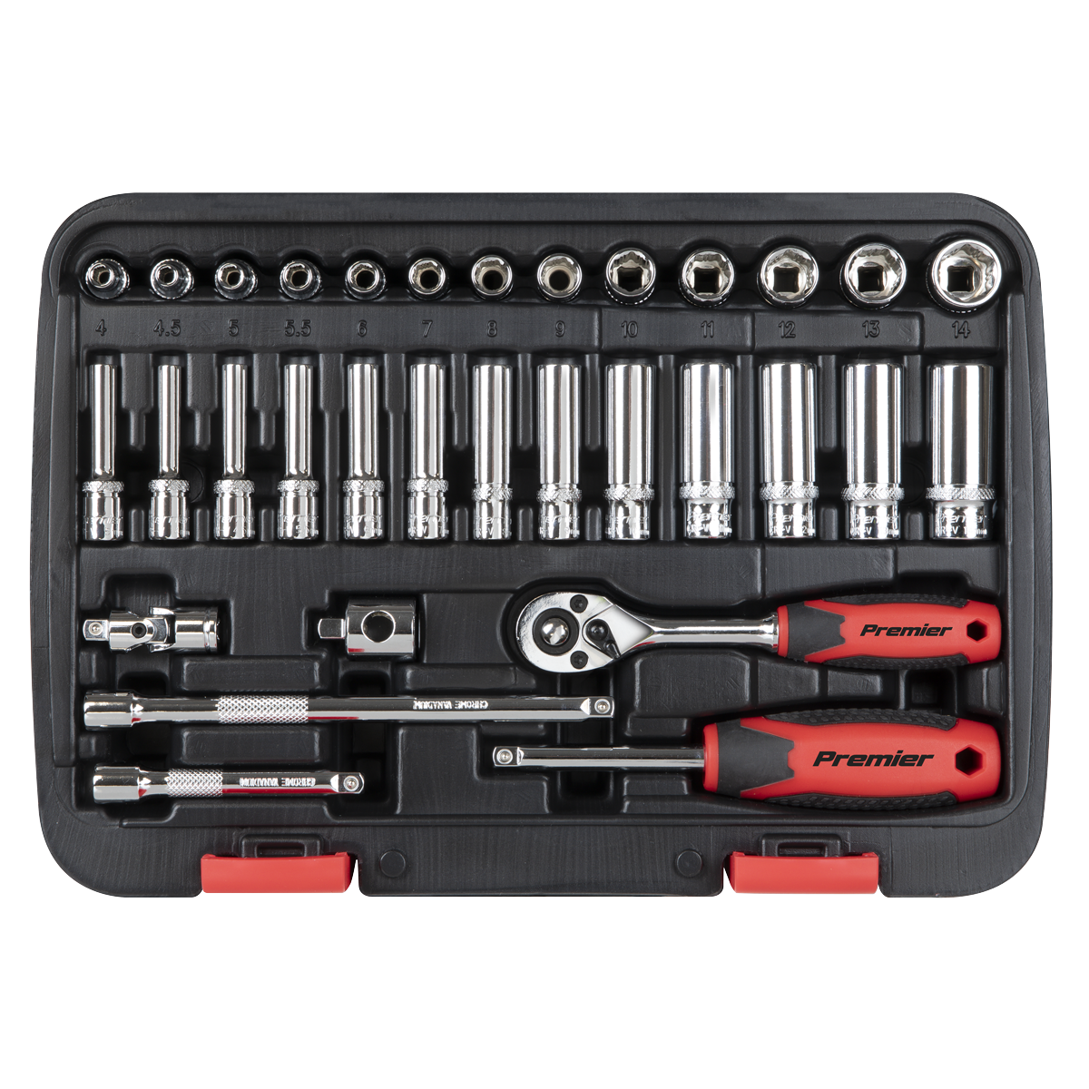 Sealey Socket Set 32 Pieces 1/4" Square Drive Lock-On 6 Point Metric AK27480