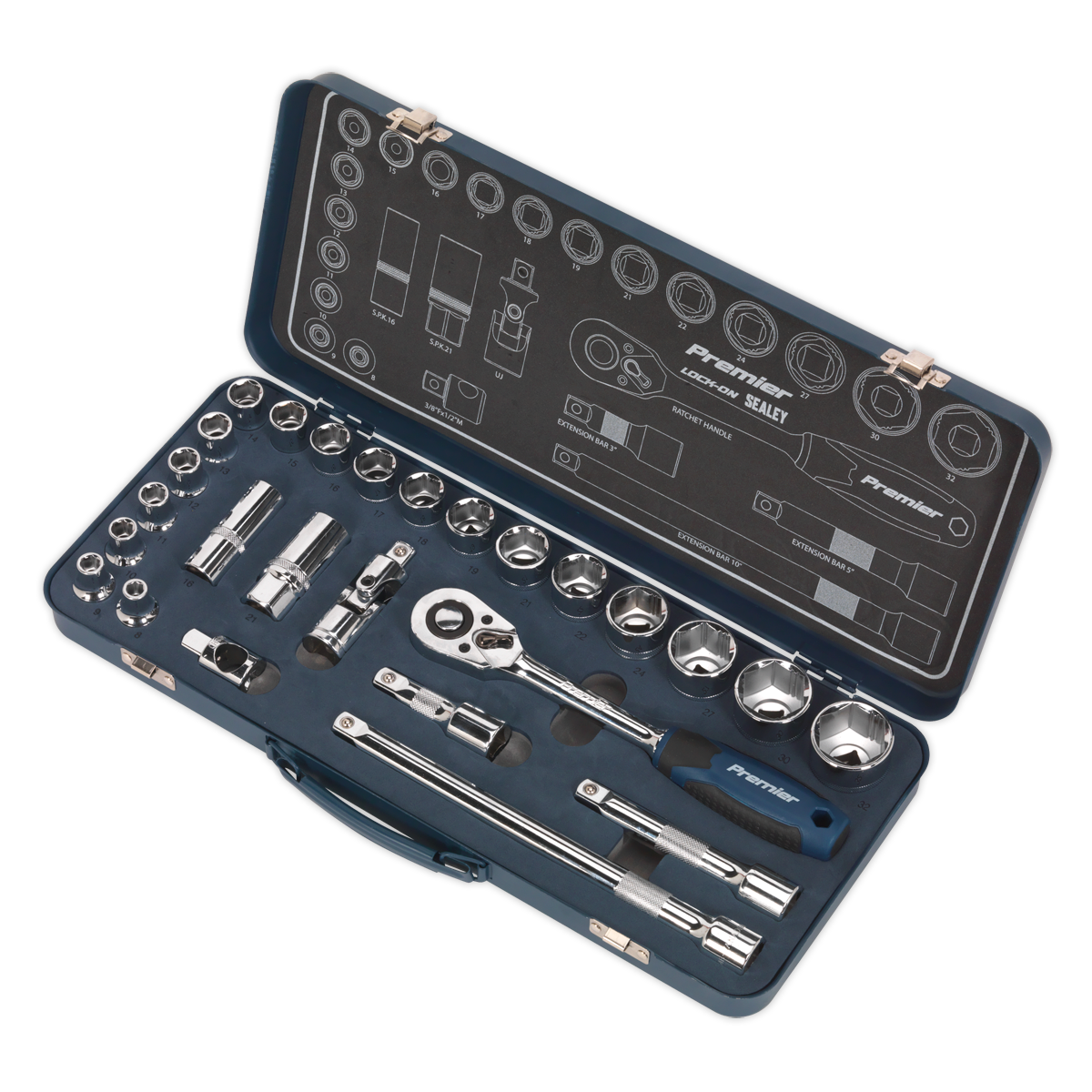 Sealey Socket Set 26 Pieces 1/2" Square Drive Lock-On 6 Point Metric AK27482