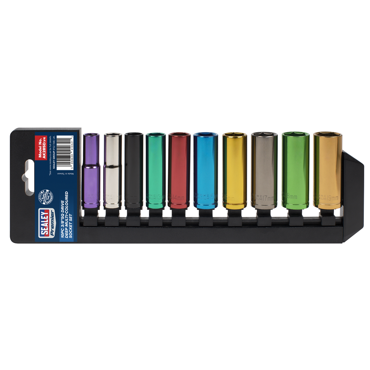 Sealey Multi-colored Socket Set 10Pc 3/8" Drive 6PT Deep WallDrive Metric AK285D