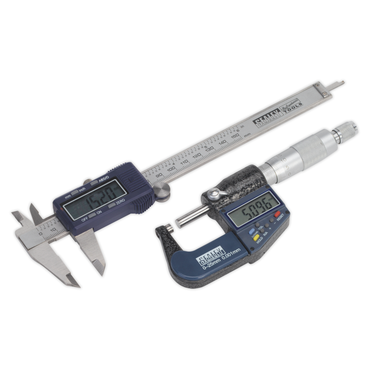 Sealey Digital Measuring Set 2 Pieces Vernier Caliper Micrometer AK9637D