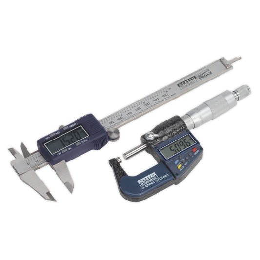 Sealey Digital Measuring Set 2 Pieces Vernier Caliper Micrometer AK9637D