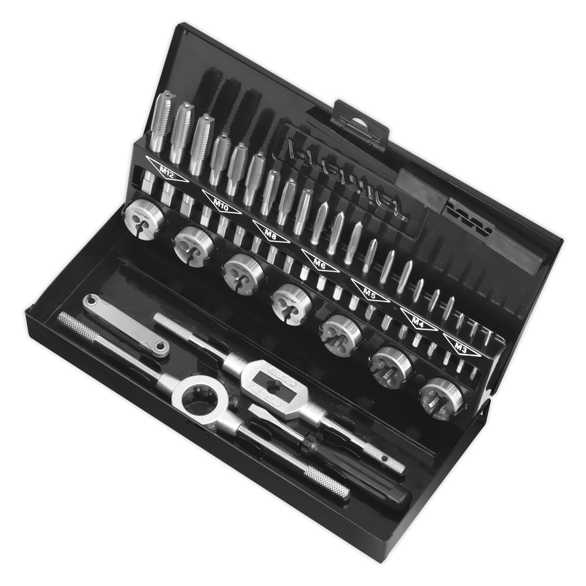 Sealey Tap & Die Set 32 Pieces Split Dies HSS 4341 - Metric Tool AK3015HSS