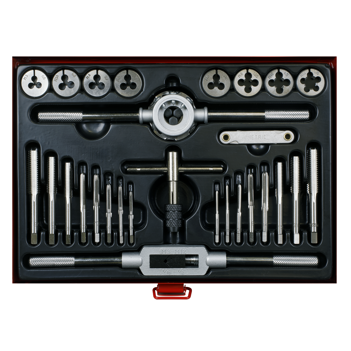 Sealey Tap and Die Set 28 Pieces Split Dies With Machined Lead-Ins Metric AK3028