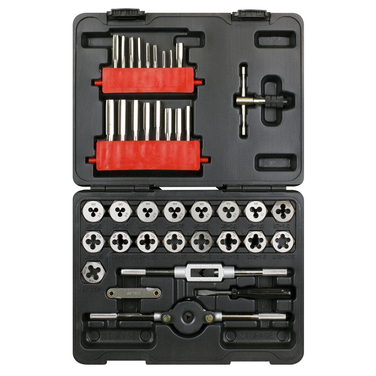 Sealey Tap Hex Die Set With Metric Thread Gauge 39 Pieces Silver AK3039HM