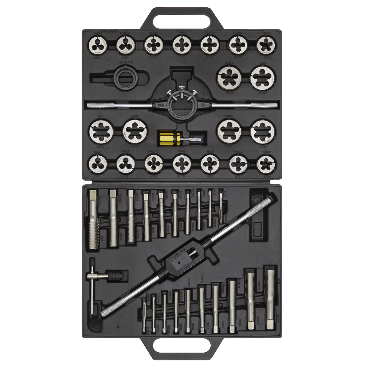 Sealey 45 Pcs Imperial Tap & Die Set With Sliding Jaw Type Tap Wrench AK303IMP