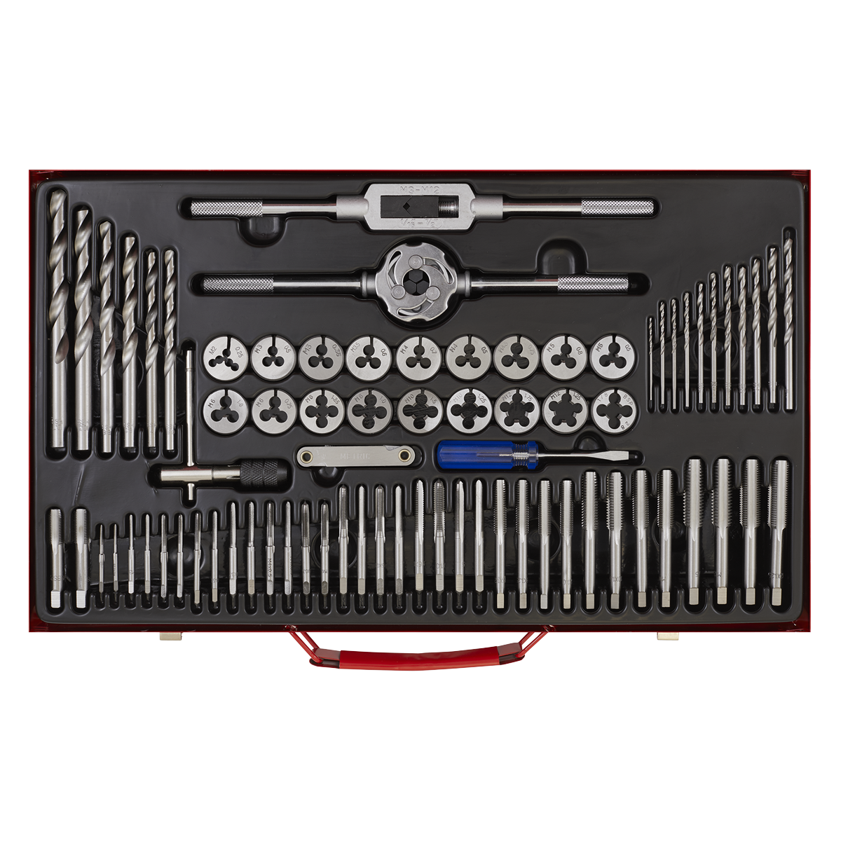 Sealey Tap & Die Set Split Dies With Machined Lead-Ins 76 Pieces Steel AK3076
