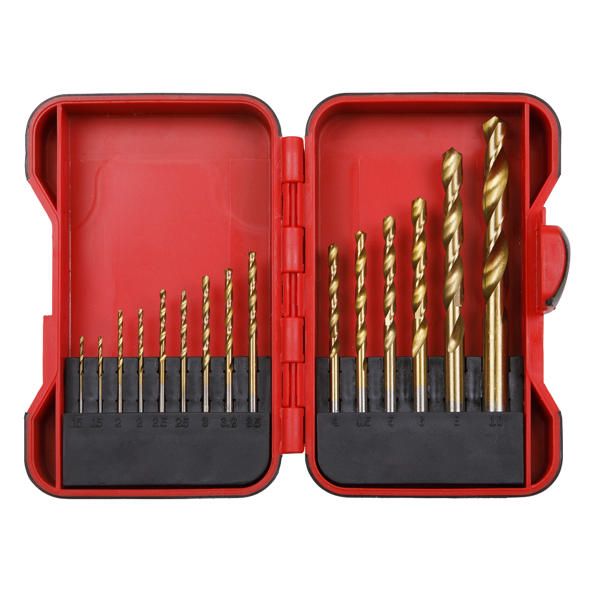 Sealey High Speed Steel Drill Bit Set Titanium Nitride Coated 15 Pcs AK3715HSS