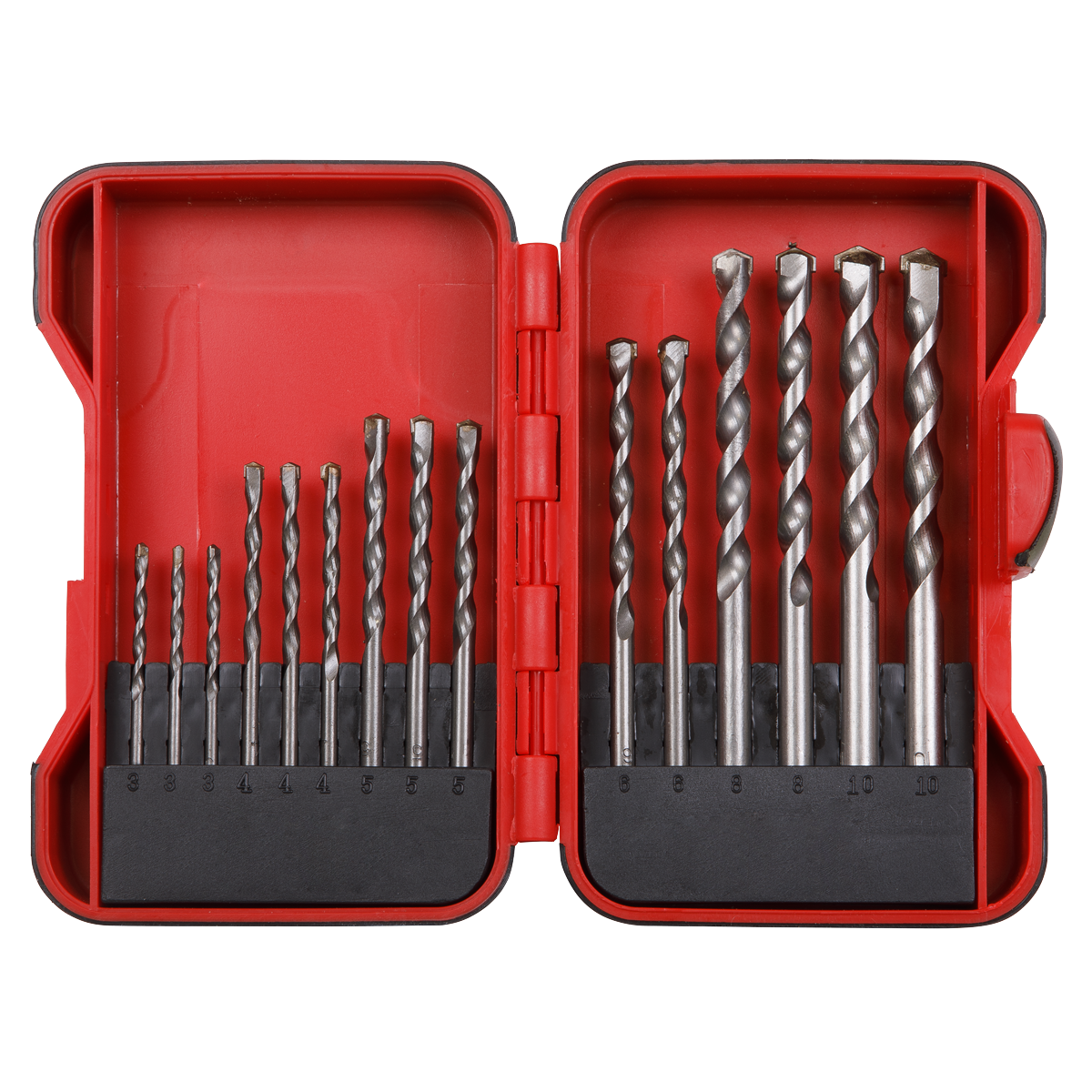 Sealey Masonry Drill Bit Set 15 Pieces Supplied In Plastic Storage Box AK3715M