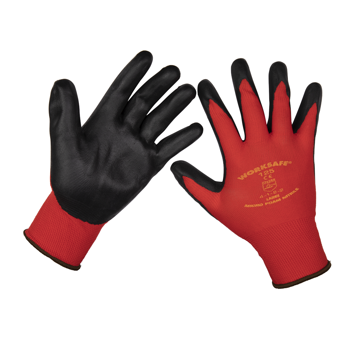 Sealey Flexi Grip Nitrile Palm Workshop Safety Gloves Large - Pair 9125L