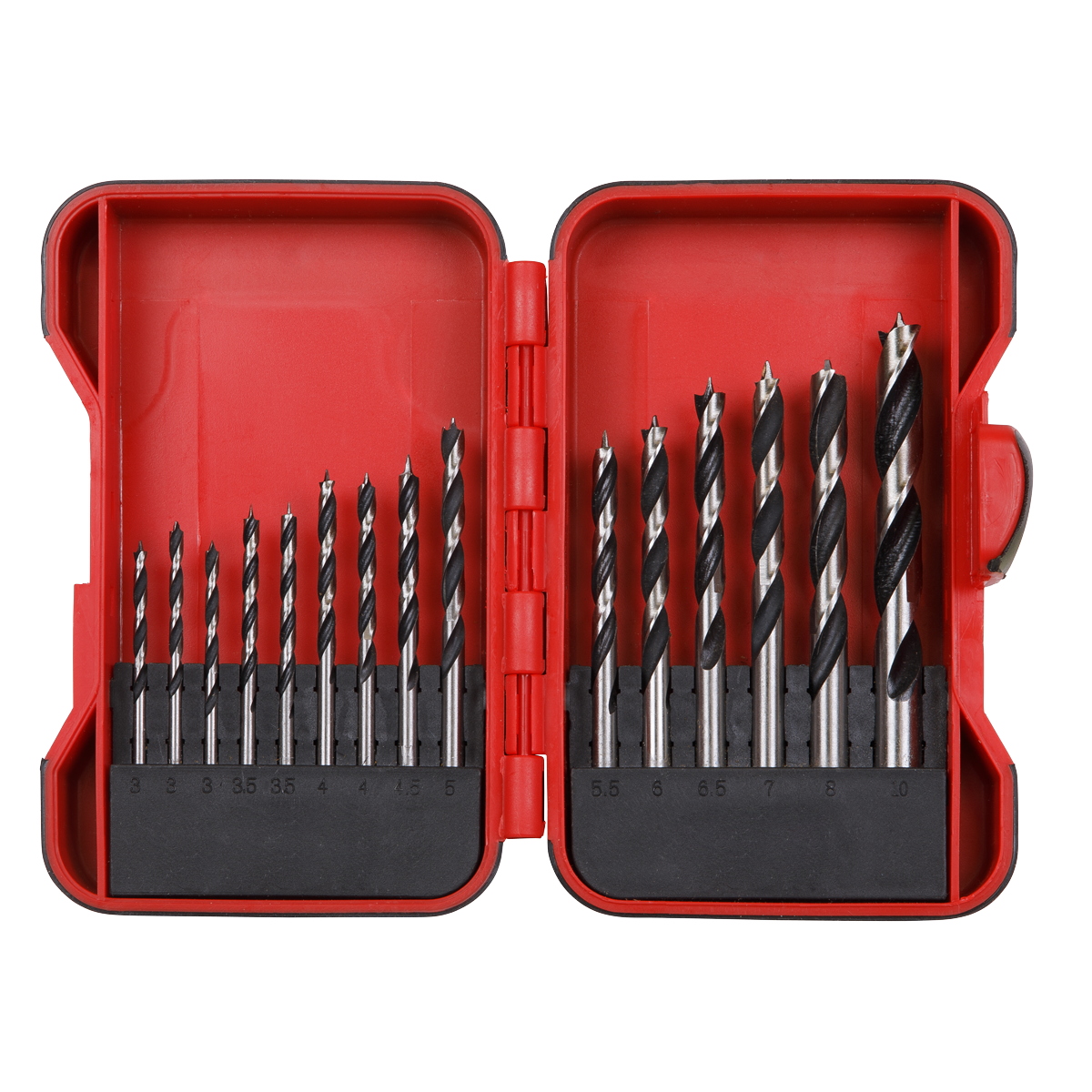 Sealey Brad Point Wood Drill Bit Set 15 Pieces For Hard & Soft Woods AK3715W