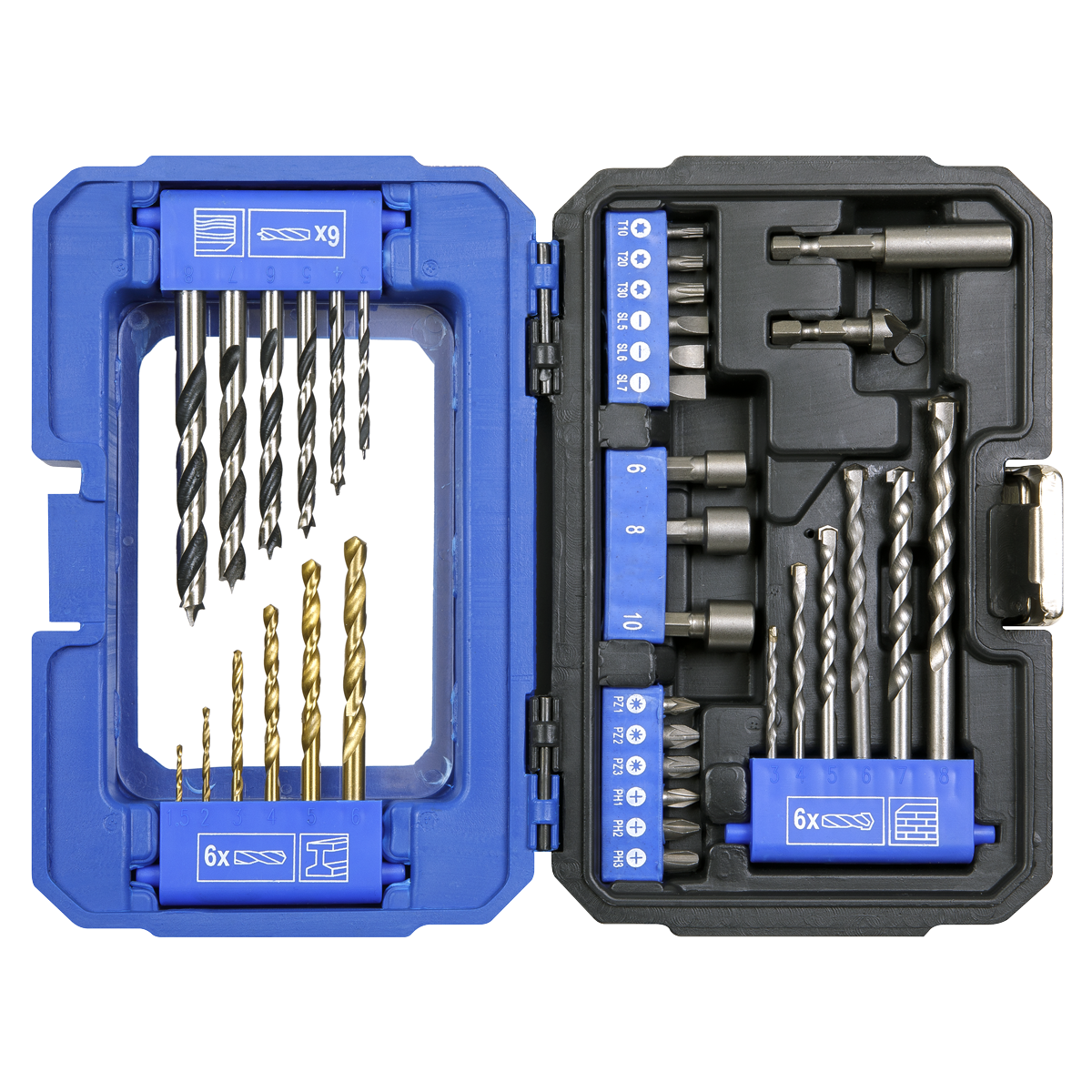 Sealey Drill & Bit Accessory Set 35 Pieces 25mm Slotted Phillips Pozi TRX AK3735