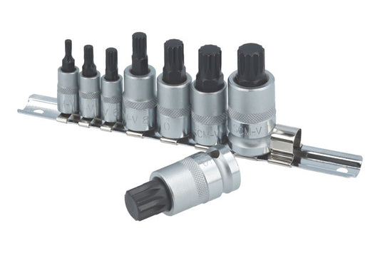 LASER 3266 8Pcs Screwdriver Spline Socket Bit Set 1/4" 3/8" 1/2" CRV Steel