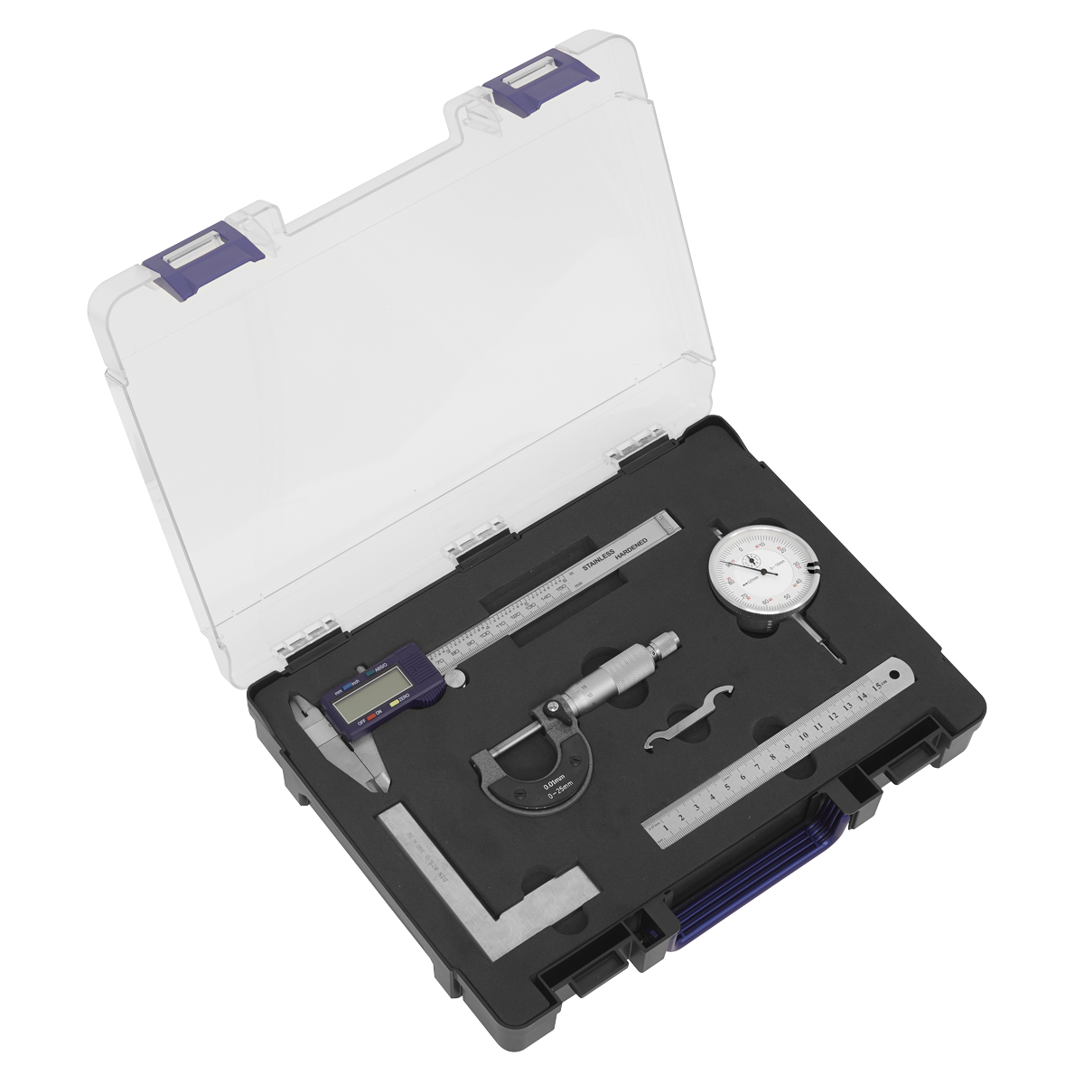 Sealey Measuring Tool Set 5 Pieces Vernier Caliper Micrometer Indicator AK96SET