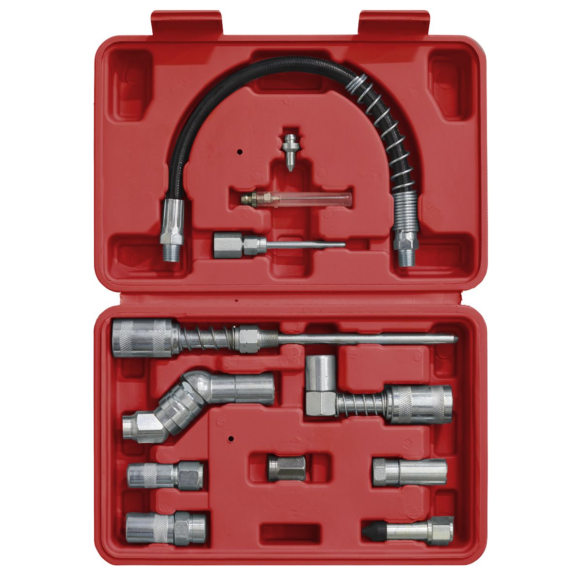 Sealey All-in-One Grease Gun Adaptor Kit In Storage Case 12 Pieces AK4482