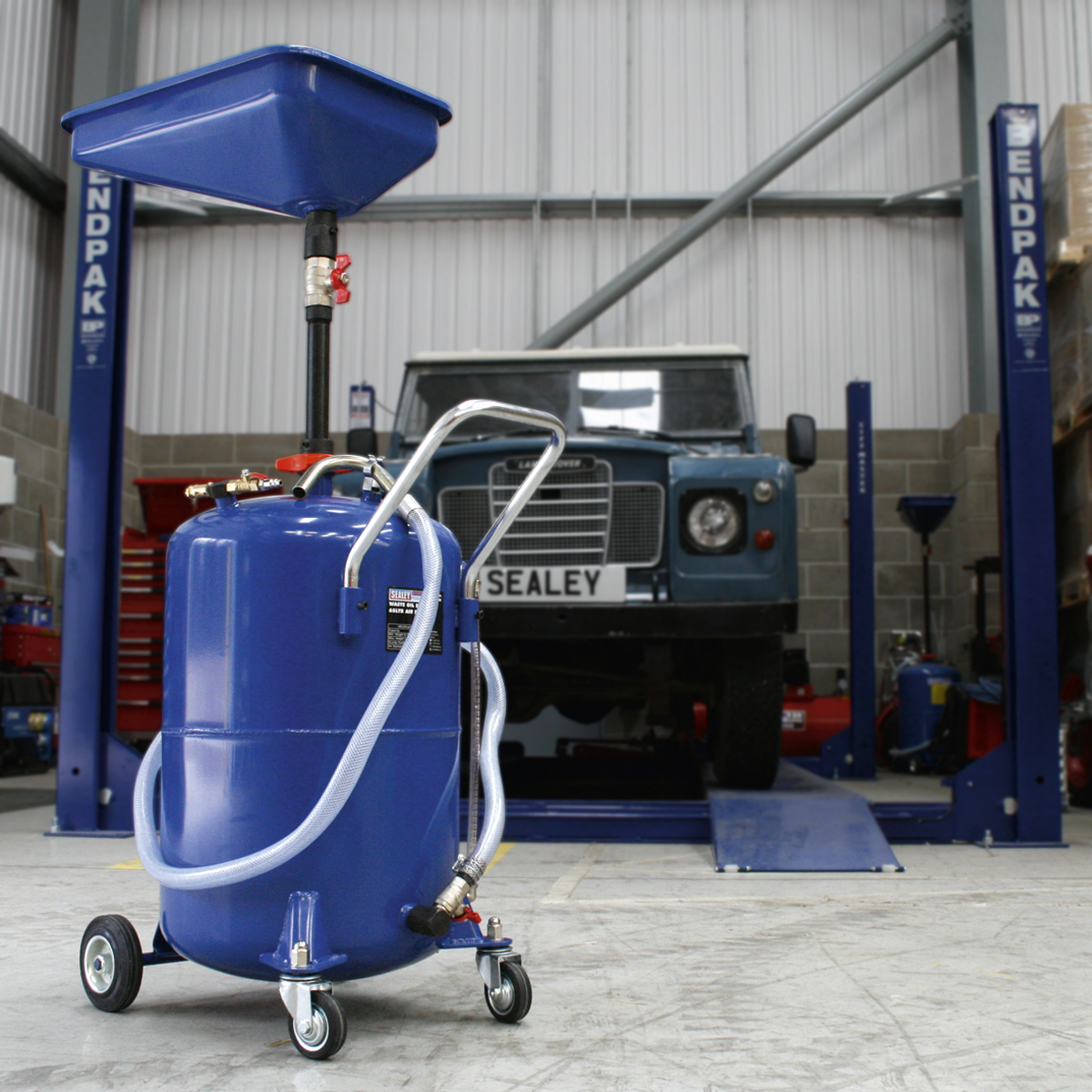Sealey Waste Oil Drainer 65 Litres Air Discharge Fitted With Grid Filter AK451DX