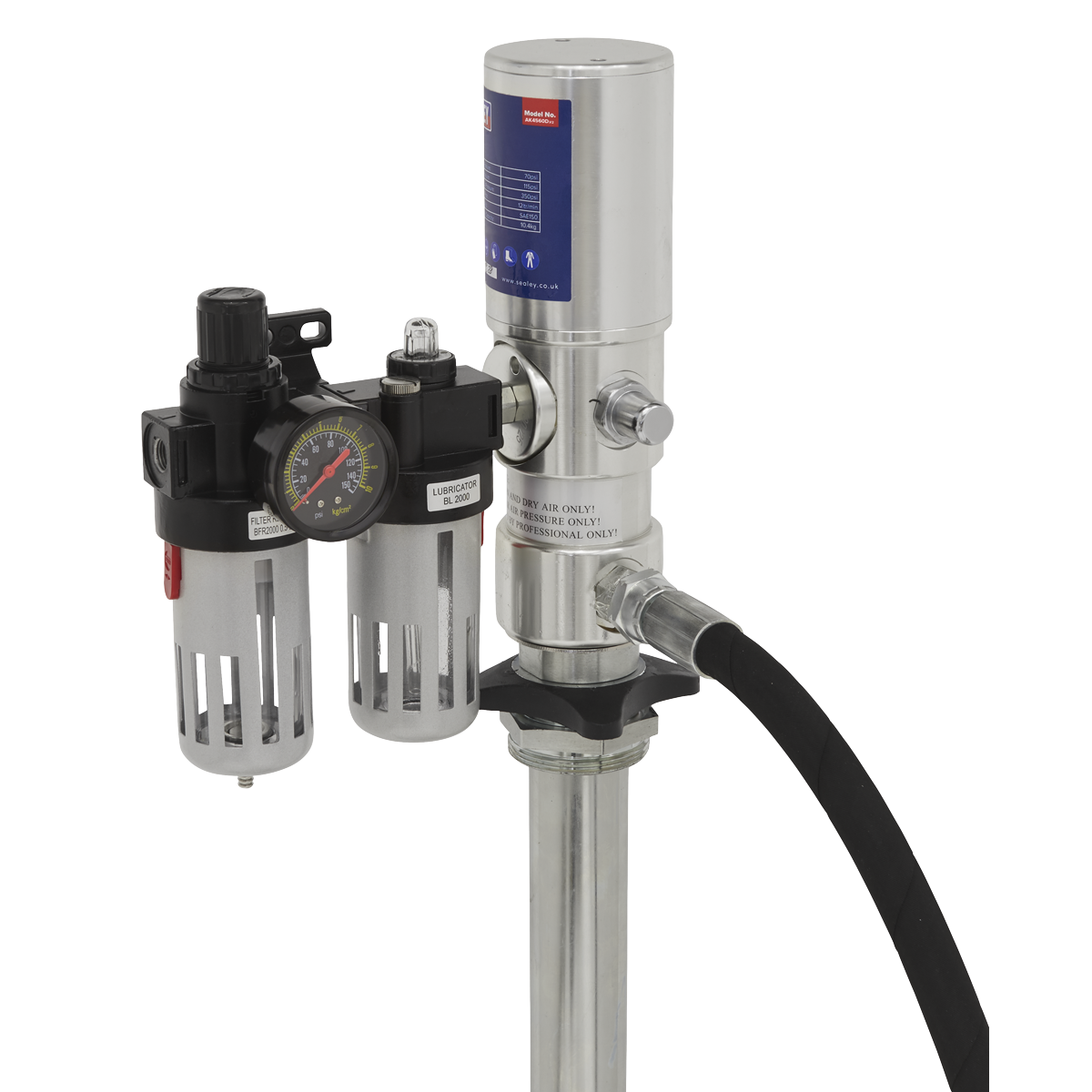 Sealey Air Operated Oil Dispensing Pump Station With Hose - Silver AK4560D