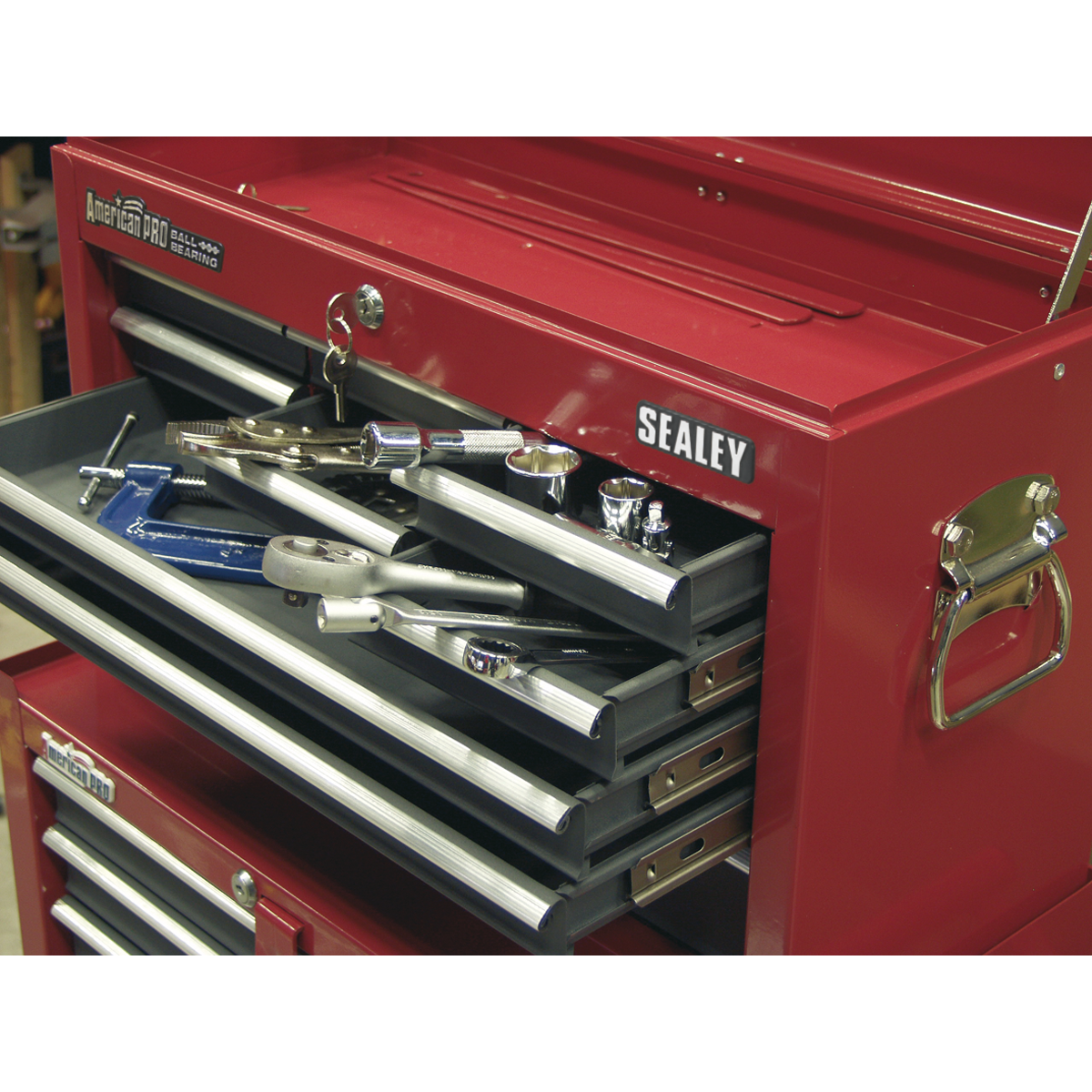 Sealey Steel Top Chest Tool Box 9-Drawer Ball Bearing Runners Red/Grey AP22509BB