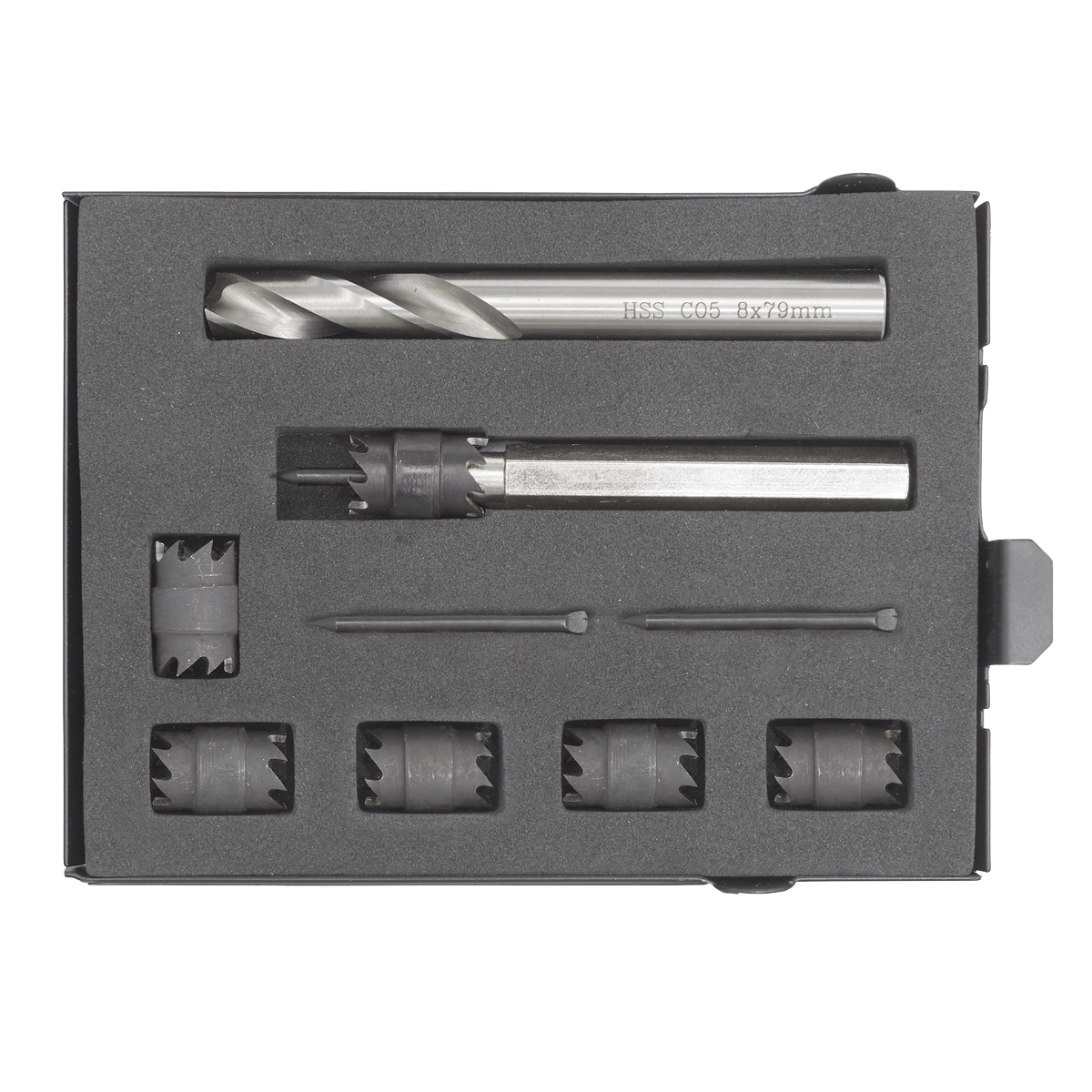 Sealey Spot Weld Cutter & Drill Set With Metal Storage Case 9 Pieces 10mm AK4730