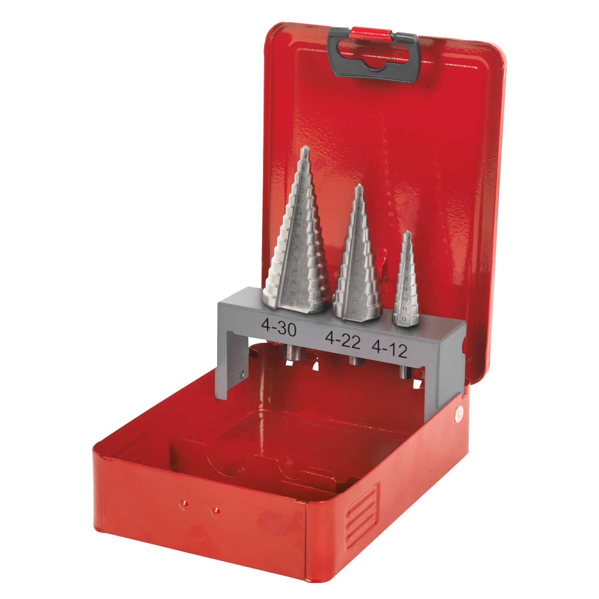 Sealey High-Speed Double Straight Flute M2 Step Drill Bit Set 3 Pieces AK4733